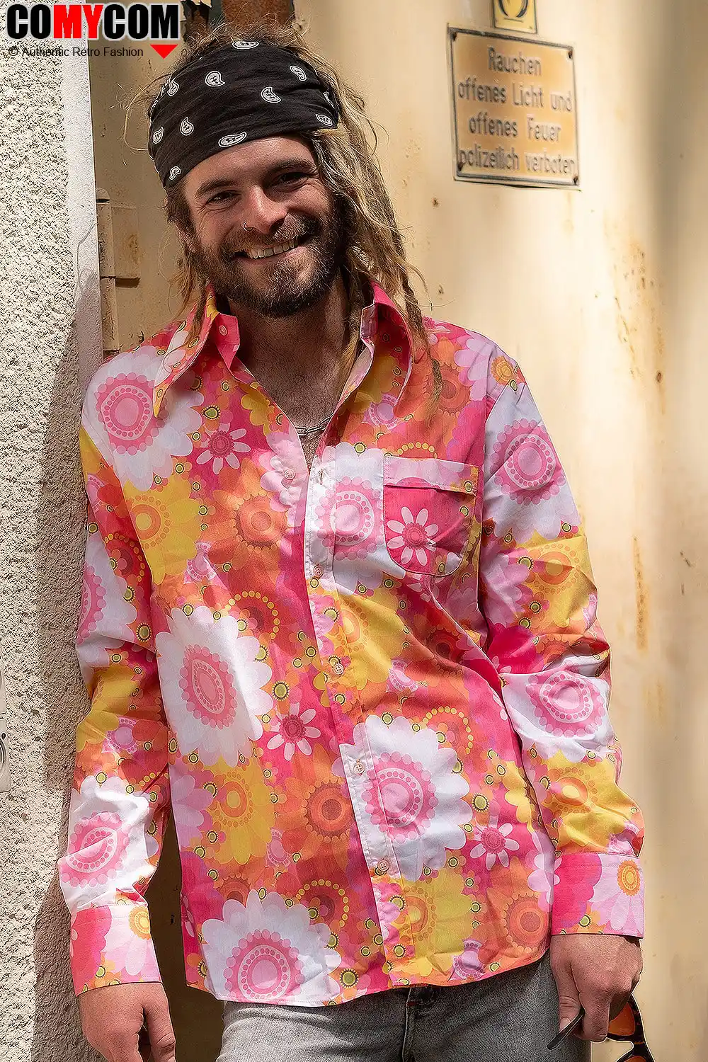 70er Stil Herren Hippie Hemd