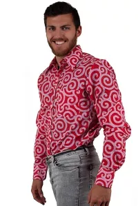 Herren 70er Langarm Hemd mit Ornament Muster »LIMITIERT« rot