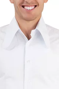 Herren 70er Langarm Hemd mit Dackelohrkragen weiß