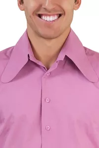 Herren 70er Langarm Hemd mit Dackelohrkragen rosa