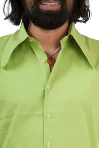 Herren 70er Langarm Hemd mit Dackelohrkragen hellgrün