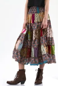 Ladies maxi skirt patchwork colorful