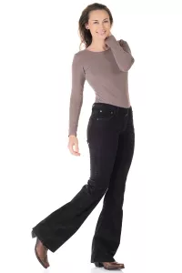 Ladies corduroy bootcut pants SlimFit black