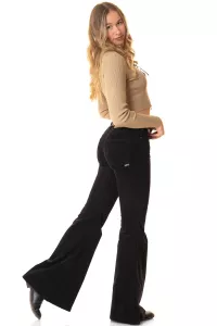 Ladies corduroy flared pants SlimFit black