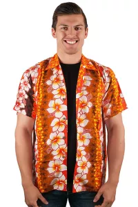 Herren Hawaiihemd Kurzarm orange
