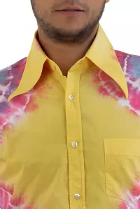 Herren Batik Langarm Hemd gelb bunt