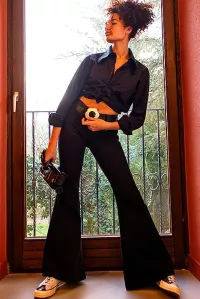 Damen Jeans Schlaghose »BLACK«