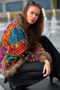 Damen Afghan Jacke bunt