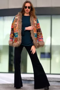 Damen Afghan Jacke bunt