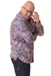 Herren Paisley Langarm Hemd violett