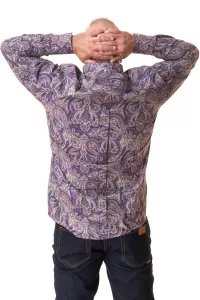 Herren Paisley Langarm Hemd violett