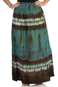 Ladies maxi skirt batik turquoise brown