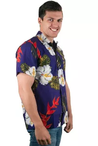 Herren Hawaiihemd Kurzarm lila bunt