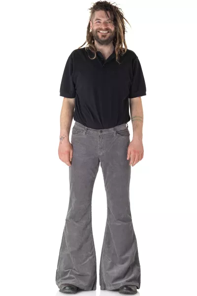 Men's corduroy flared trousers light gray