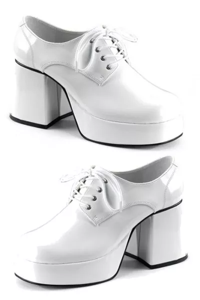 Men's platform shoe white shiny