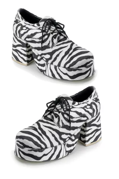 Herren Plateau Schuh Zebra Muster schwarz weiß