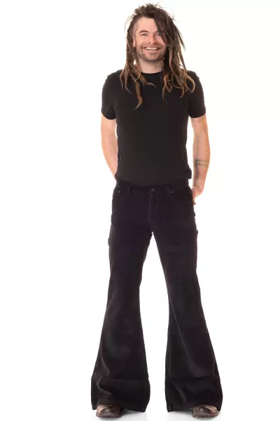 Men's corduroy flared trousers black 