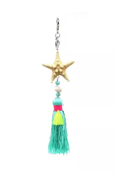 Colorful boho starfish pendant with pearls