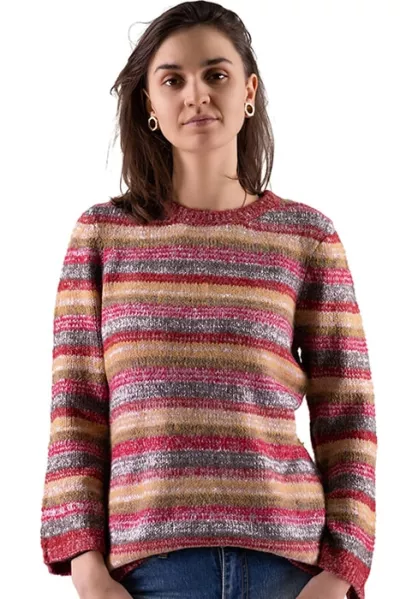 Women's knitted sweater colorful with stripes