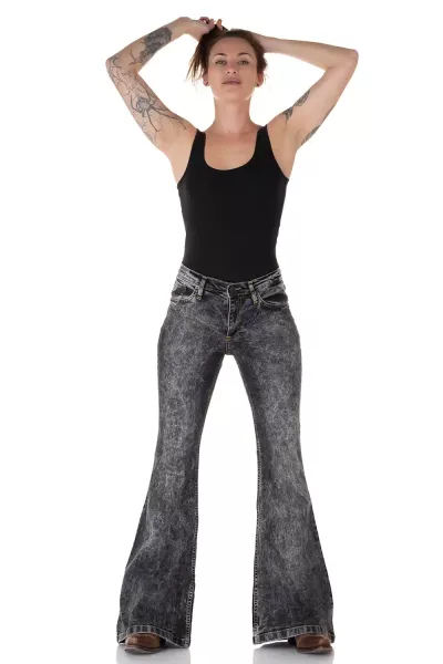Damen Jeans Schlaghose »STAR BLACK J.«