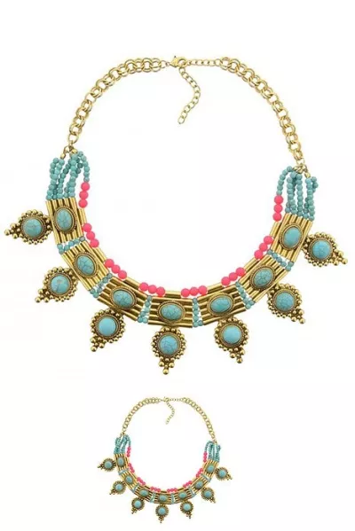 Necklace 70s ethno look necklace turquoise