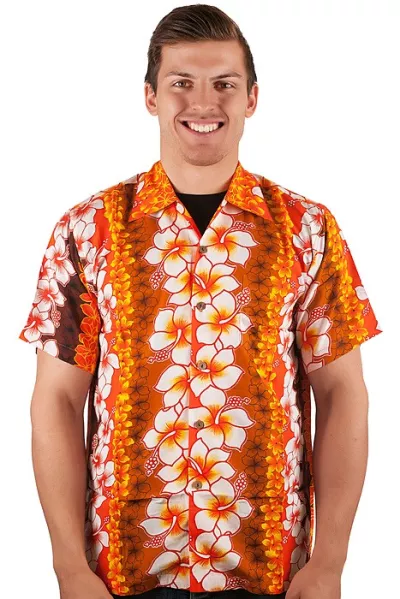 Men's Hawaiian shirt short sleeve orange