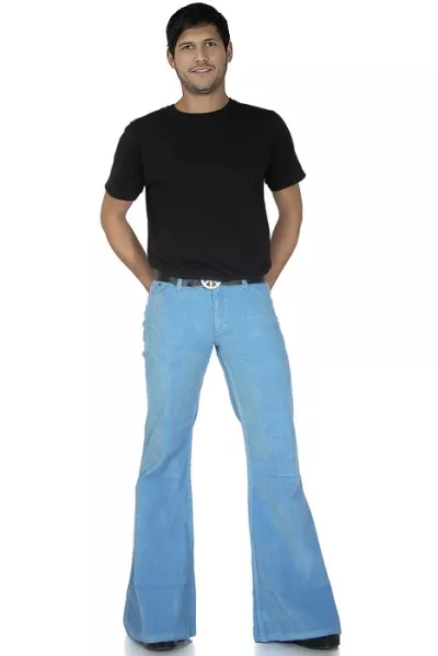 Men's corduroy flared trousers light blue