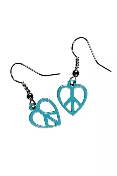 Peace heart 70s earrings turquoise