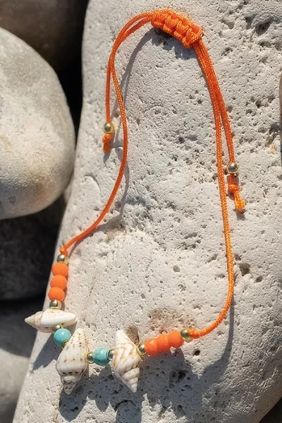 Bohemian Ibiza hippie pearl shell bracelet orange
