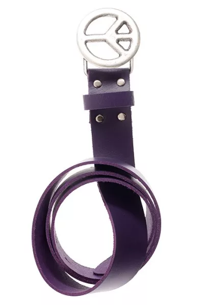 Purple leather belt with Peace buckle