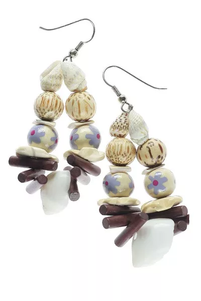Ethno GOA hippie earrings shell purple