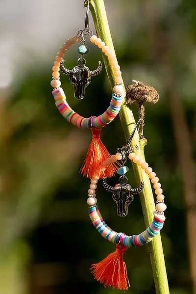 Colorful Buffalo hippie boho earring