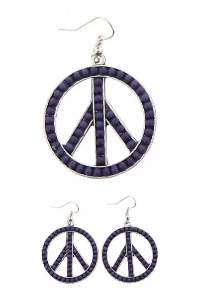 Peace sign pearl earring violet silver-colored
