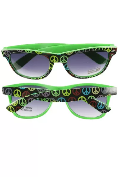 70s party sunglasses peace green