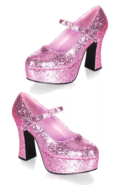 Ladies platform shoe pink glittering
