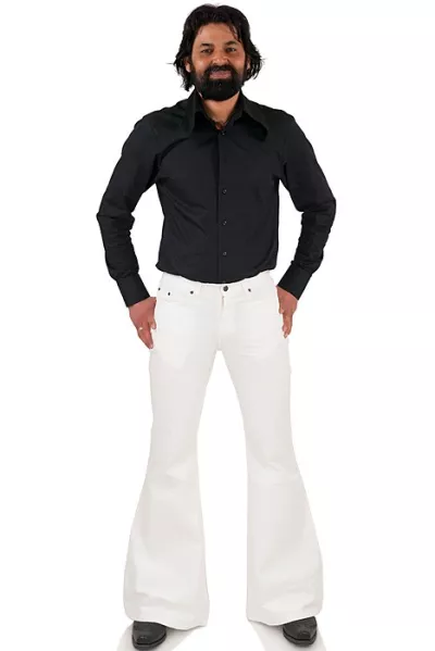 Men's flared trousers gabardine white